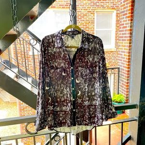 Rock & Republic Roll Tab Button Front Shirt Sz L